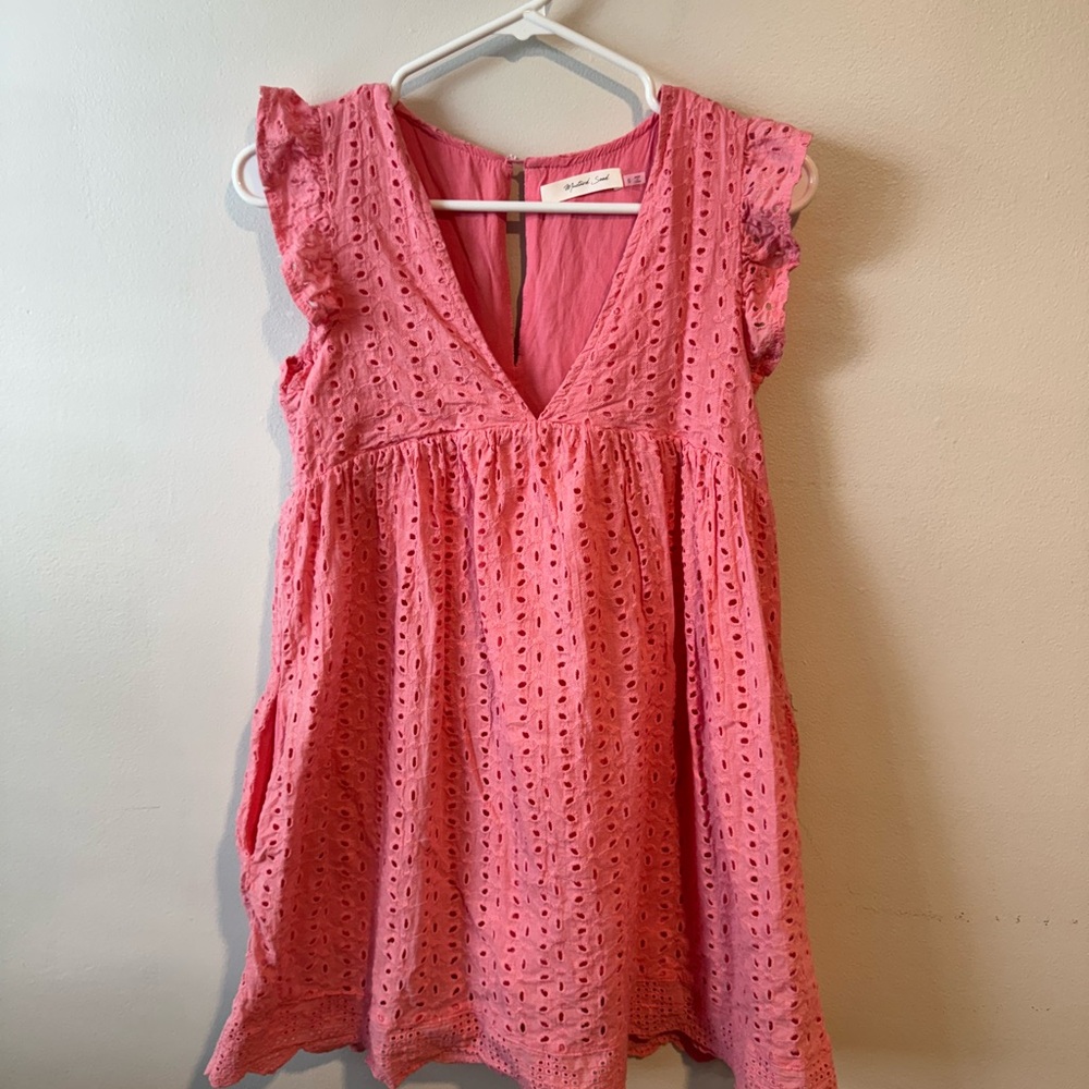 Pink Eyelet Romper Dress